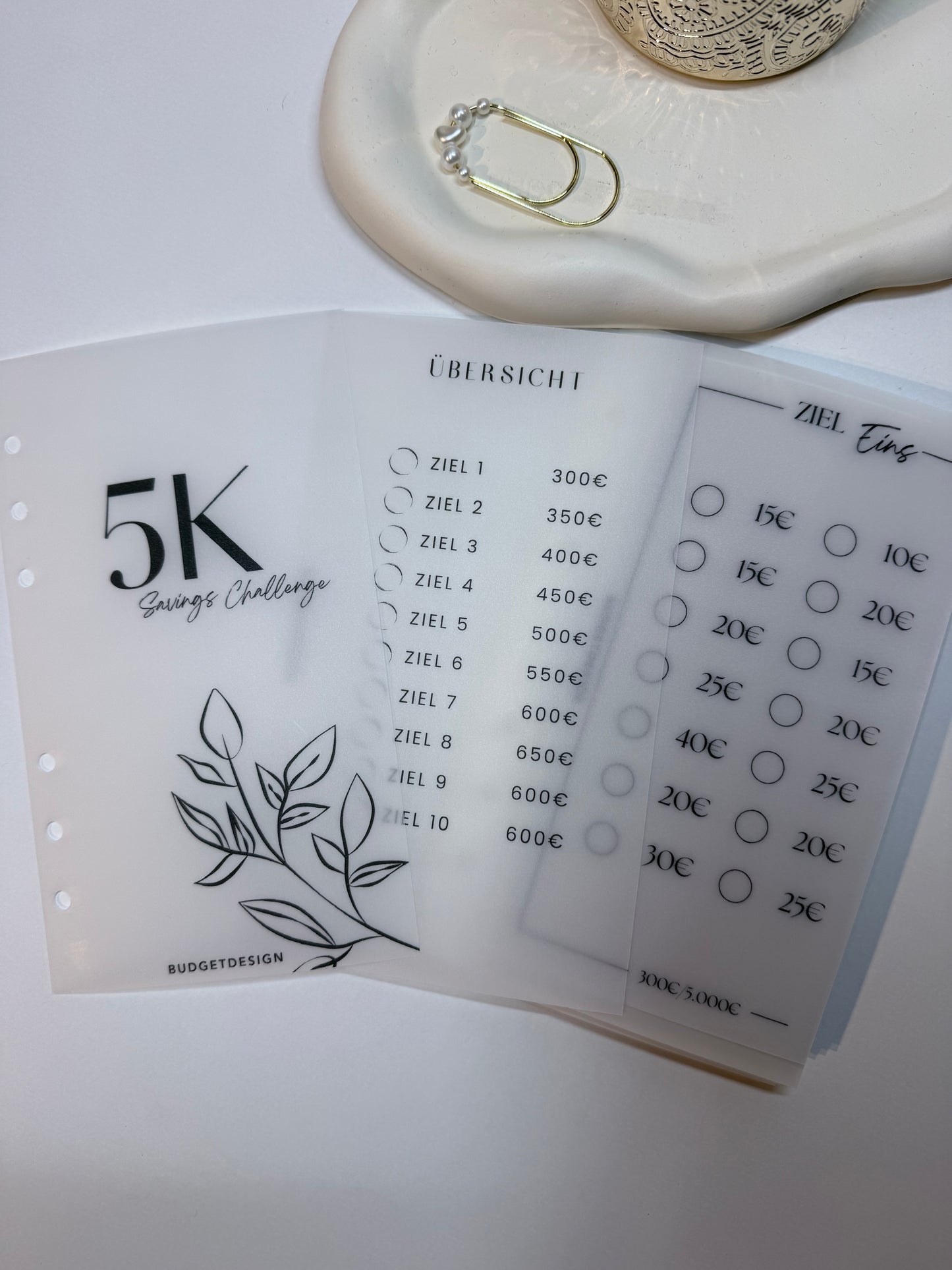 Sparchallenge | 10 transparente Geldumschläge | Frosty Design