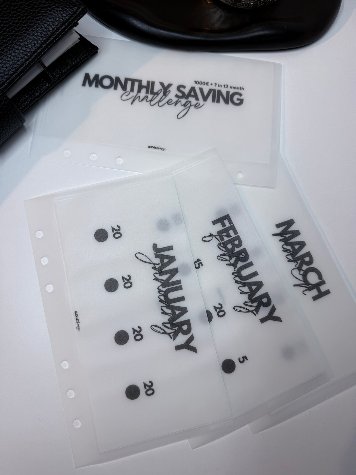 Monthly Savings | 15 transparente Geldumschläge | Frosty Design